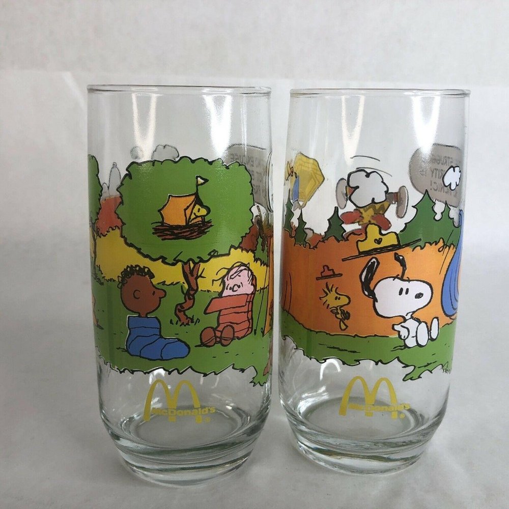 2 McDonalds Camp Snoopy Drinking Glasses Tumbler S - Picture 2 of 4